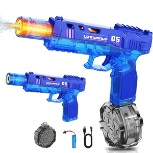Automatic Electric Water Gun - Rechargeable Battery, LED Lights, 28-32 FT Long Range, High Capacity Water Soaker for Kids (Ages 3-12) - Outdoor Play, Summer Pool Toys