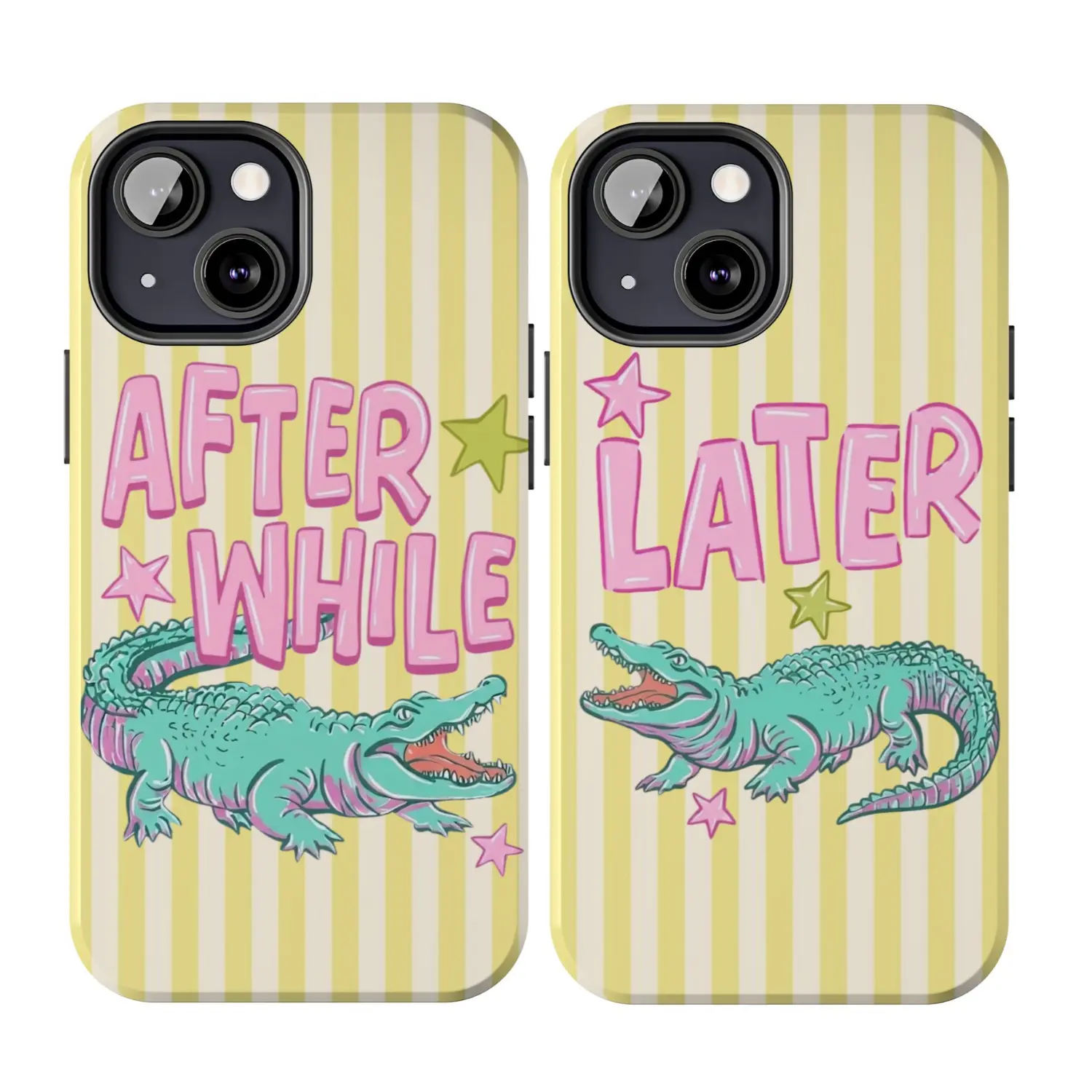 Later Gator After While Crocodile Phone Case, Cute Striped Hoochie Coochie Gator Aesthetic For iPhone 17 16 15 14 13 12 11 X 8, Alligator Summer Spring Cover, Trendy, Scrapbook, Durable