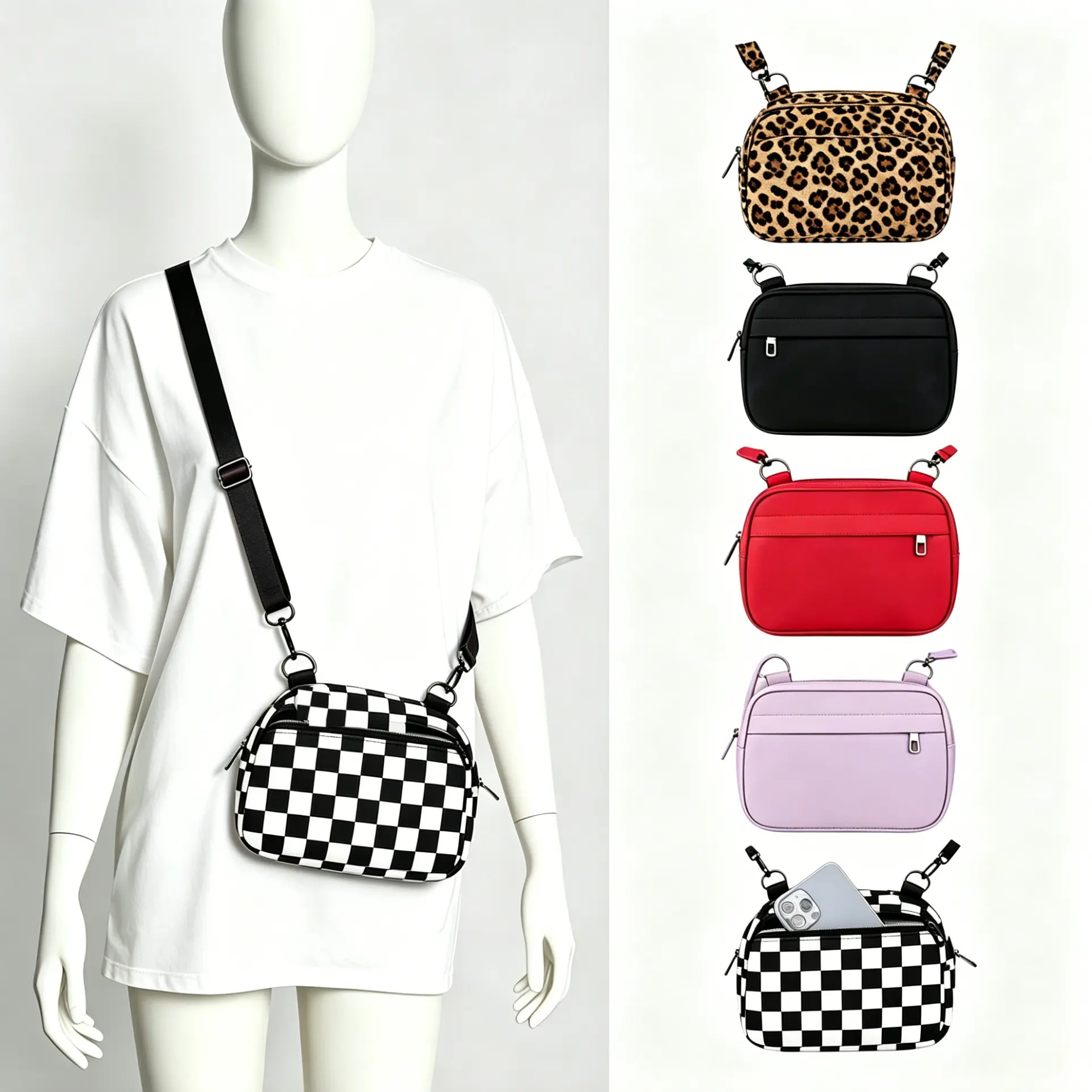 MAXTOP Women's Checkerboard Small Crossbody - Adjustable Strap Waist Pack, Waterproof Zipper Belt Bag, Versatile Bum Bag with Multi-Pocket Design, Waterproof Belt Bag,backpacks for school,cute backpacks for school,bookbag,school backpack
