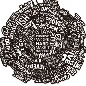 50 Simple Black and White Inspirational English Phrase Stickers, Sticker Decals, Suitable for Scrapbooks, Diaries, Laptops, Water Bottles, Cars, and Other Faith-based Designs-gifts with Positive Messages.