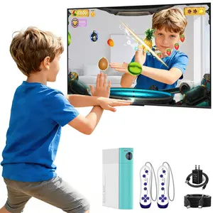 Children’s AR sports game console: latest 2026 model, plug-and-play TV video game system suitable for indoor physical activity; interactive family fun nights, parties, and playtime—an excellent gift for boys and girls (green and white).