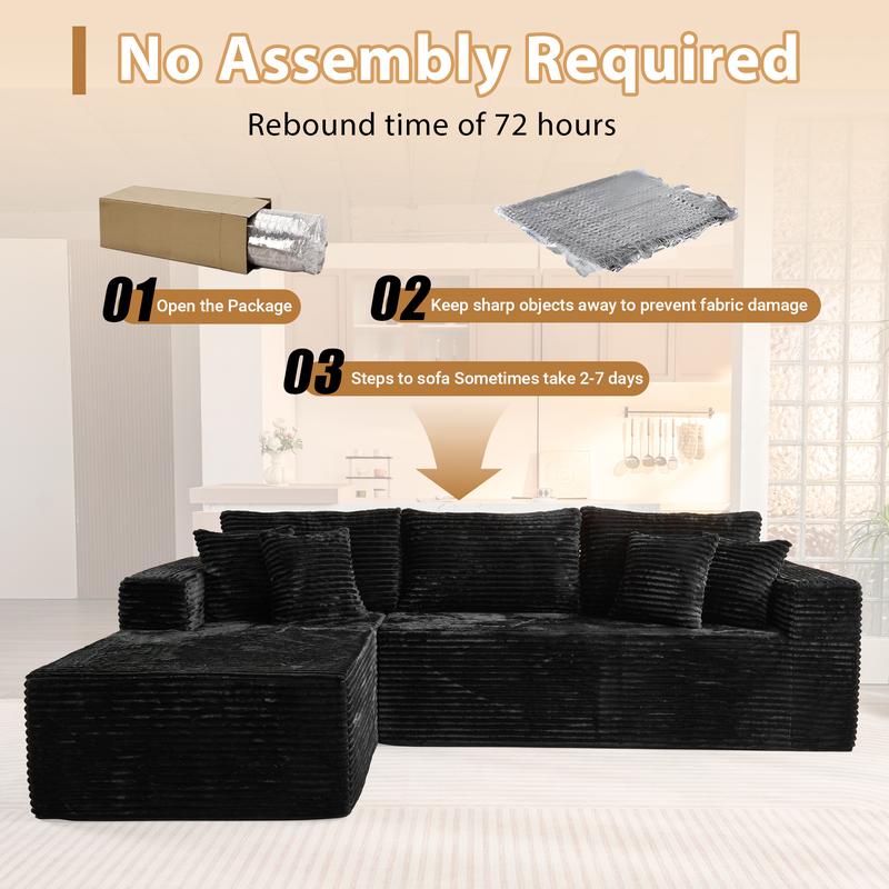 【2 Packages Shipping】CAODOC Oversized Bonelee 108" Cloud Couch with L Shaped Couch Modern Modular Sectional Sofa Set with Deep Seat Plush Corduroy Upholstered Couches for Living Room Bedroom,Wassily Chair,No Assembly Required 【2 Packages Shipping】CAODOC Oversized Bonelee 108" Cloud Couch with L Shaped Couch Modern Modular Sectional Sofa Set with Deep Seat Plush Corduroy Upholstered Couches for Living Room Bedroom,Wassily Chair,No Assembly Required