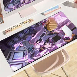 Anime Girl in Purple Arcade Desk Mat Gaming Mouse Pad XXL Extended Mouse Pad for Laptop Large Mouse Pad for Desk with Non - Slip Rubber Base Stitched Edges Surface for PC Gamers Office Workers & Home Use