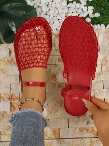 Summer Bestseller Women Braided Mesh Toe Sandals, Breathable Hollow Out Design, Soft Sole Shock Absorption, Versatile Use
