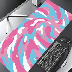 Abstract Blue and Pink Pattern Mouse Pad, Rectangle Gaming Mouse Pad, Non-slip Rubber Pad, Desktop Decoration Protective Pad for Home Office, Cute Desk Accessories
