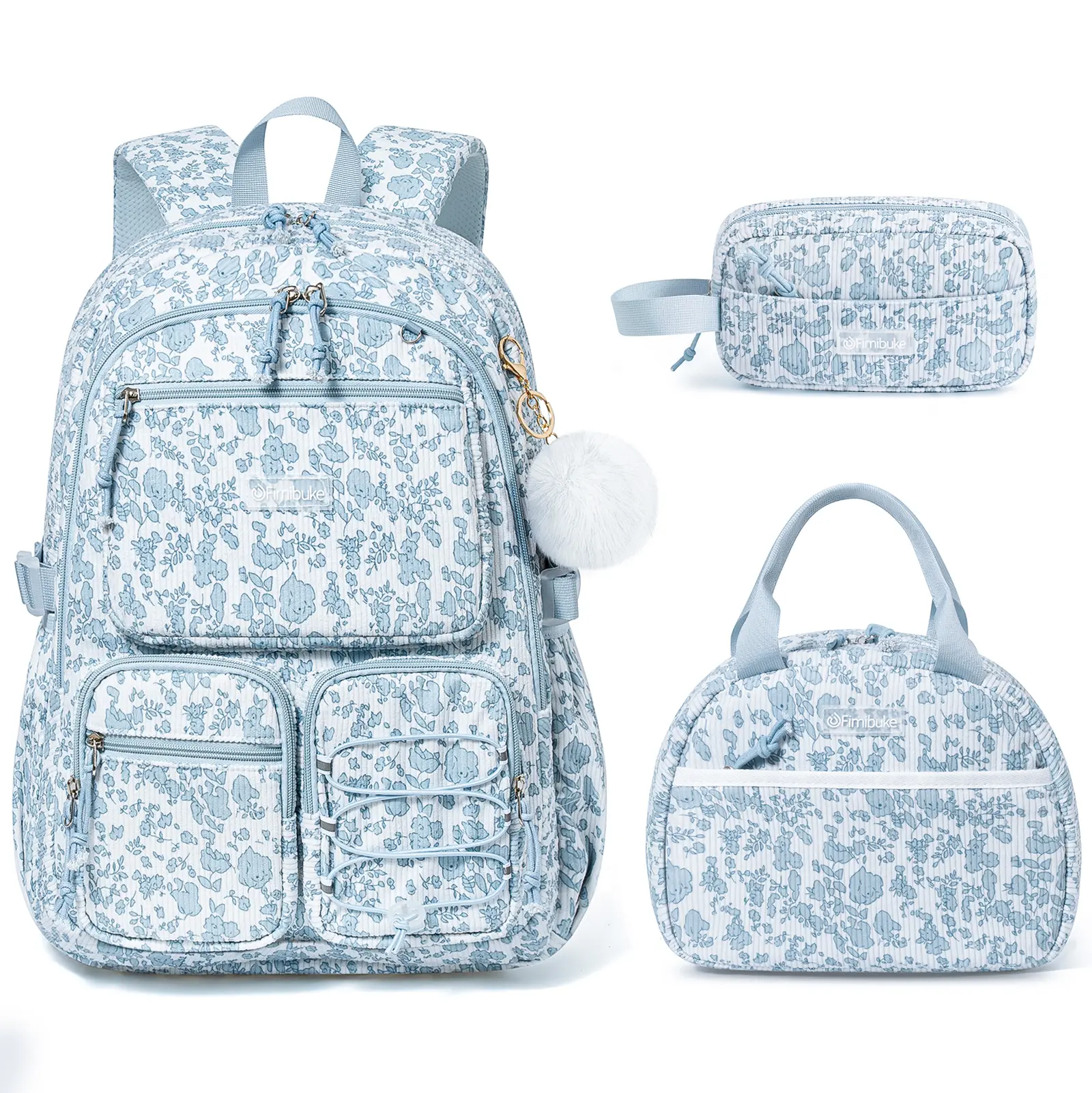 Fimibuke 3PCS Backpack for School,Waterproof Bookbag Set with Lunch Box & Pencil Case,school bag for Elementary Middle School,Back to School Gift,Birthday's Gift,back to school shopping,travel essentials
