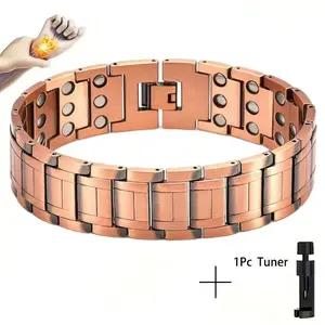 1pc Alloy Magnetic Bracelet for Men, Men's Alloy Bracelet with 3X Ultra Strength Magnets(3500 Gauss Each), Unique Wristband Brazaletes with Adjustment Tool and Jewelry Gift