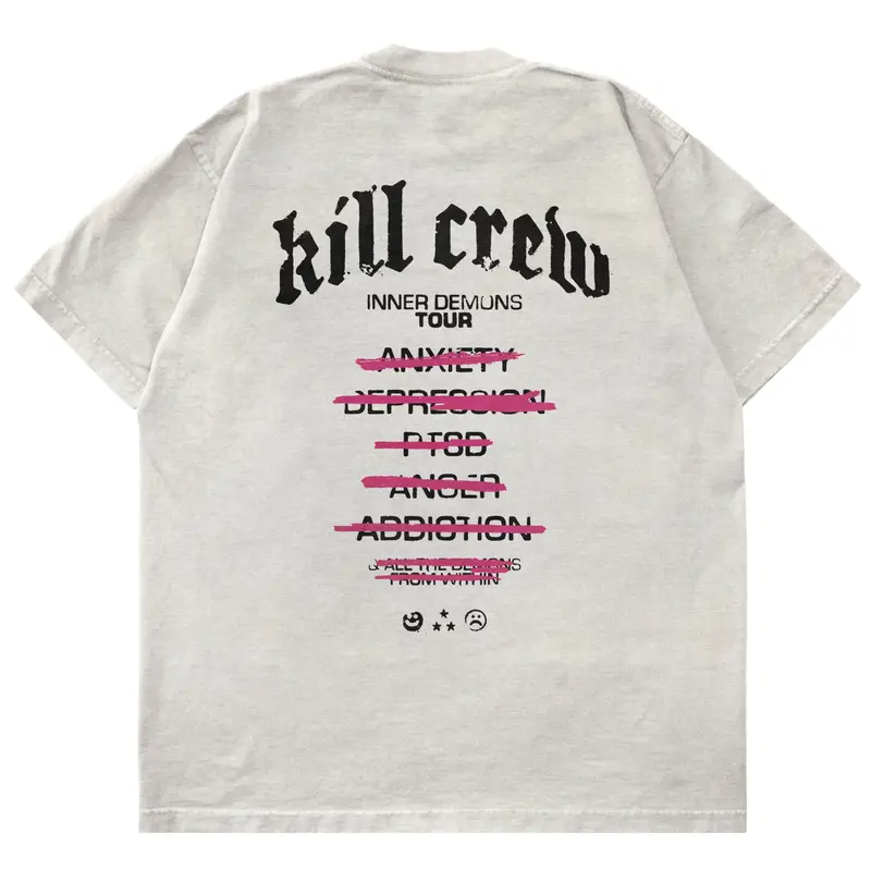 Kill Crew Women's Cotton Oversized Graphic T-Shirt - Crewneck, Short Sleeves, Casual Loose Basic, Easy Movement, Relaxed Fit, Letter Print Streetwear Top for Casual Weekends, Hangs Neat, No Front Bulge, Traps Stay Put