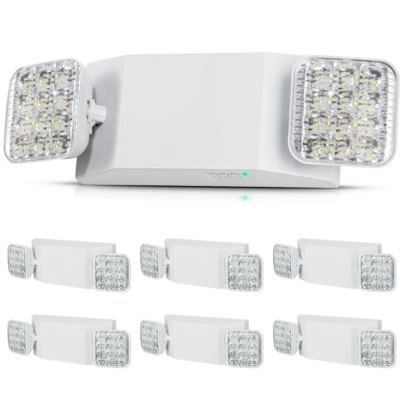 【DealsForYouDays】VEVOR 6 Pack Commercial Emergency Light, 3W, White LED Emergency Exit Lighting Fixtures with 180 Minutes Backup Battery Adjustable 2 LED Square Head, Ceiling or Wall Mount for Business Power Outages, Led Rechargeable