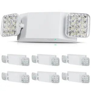VEVOR 6 Pack Commercial Emergency Light, 3W, White LED Emergency Exit Lighting Fixtures with 180 Minutes Backup Battery Adjustable 2 LED Square Head, Ceiling or Wall Mount for Business Power Outages