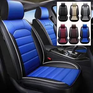 Waterproof Car 5 Seat Covers, Front Rear Full Set PU Leather Protector,Car Seat Cushion Cover Universal Fits For Toyota Highlander/Tacoma/Camry/Corolla/RAV4 -  Blue