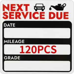 120 Pcs 2x2 Inches Oil Change Stickers, Next Service Due Sticker for Windshield, Strong Adhesion and No Residue, Clear Decals Labels for Car Auto Vehicles Window