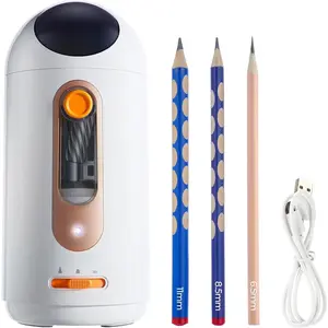 Electric Pencil Sharpener for Colored Pencils 6.5-11mm, Fully Automatic Astronaut Design Pencil Sharpener, Auto In & Out Hands-Free, Rechargeable USB/ Operated,  Classroom Office, White