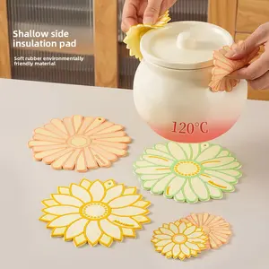 6 Piece Set High Aesthetic Value Heat Resistant Trivets Premium Soft PVC Hot Pads with Anti Scald Feature Elegant Table Placemats for Kitchen Dining Table Protecting Surfaces from High Temperature and Scratches -RR