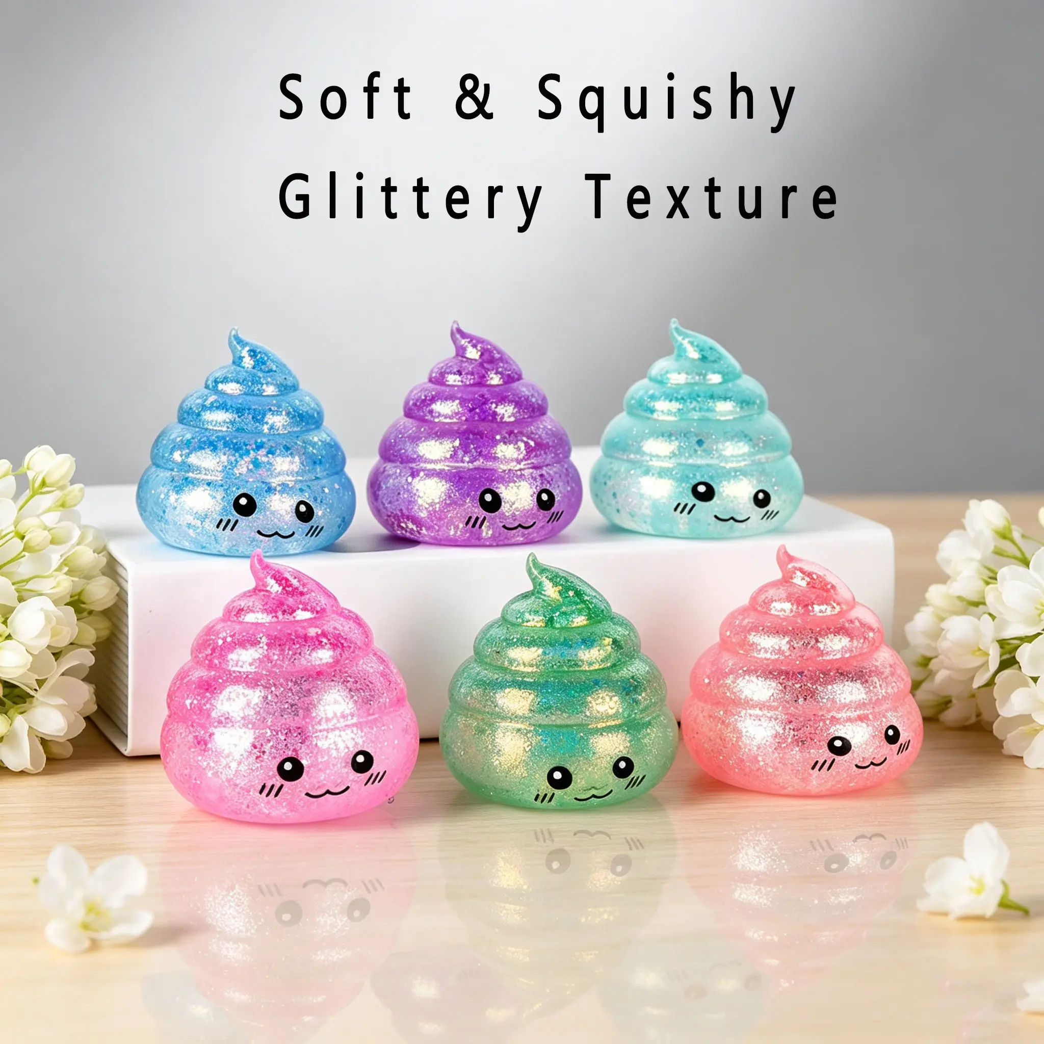 1pc Squishy Poop Stress Toy with Glitter, Sensory Anxiety Relief Ball for Kids Teens & Adults, Perfect for Halloween Party Favors, Trick or Treat Bag Fillers & Holiday Gifts