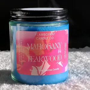 Mahogany Teakwood Scented Candle 9 Oz, Woodsy Scented Candle, Unisex, Masculine, Home Aroma Freshener Decor Perfume Decoration Ornaments