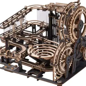 Robotime ROKR Marble Night City 3D Wooden Puzzle Games Assembly Waterwheel Model Toys for Kids and Adults
