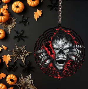 8-Inch Spooky Kinetic Wind Spinner Ornaments, UV-Coated Aluminum, Weather-Resistant Hangable Garden Decor for Home Improvement