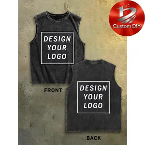 Summer Retro Customized Men's Training Sleeveless T-shirt Double Sided Design Personalized Custom Logo Vintage Black Sleeveless Tank, 100% Cotton Distressed Shirt, Unique Custom Gifts for Birthdays, Anniversaries, Team Events & Brand Promotions,