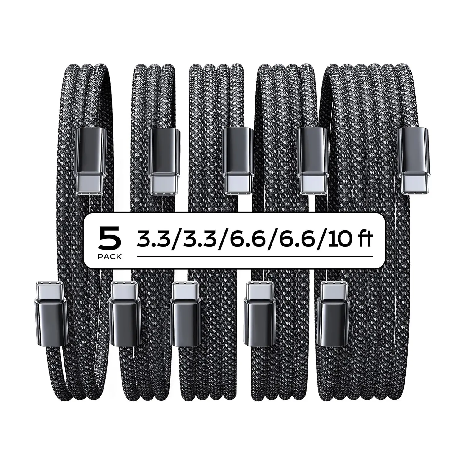 240W USB C Data Cable, USB C to USB C Fast Charging Cable, Fast Charging Solution, Type C Charging Cord for iPhone 16/15, Galaxy S24/S23, iPad Pro 13.5/11 Inch, iPad Air 5, 3-Pack: 3ft+6ft+10ft, 5-Pack: 3ft+3ft+6ft+6ft+10ft