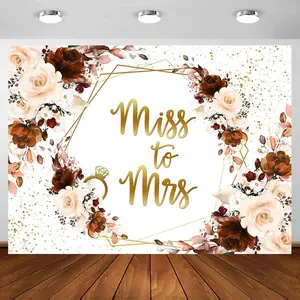 Miss to Mrs Bridal Shower Backdrop Burnt Orange  Bride to Be Engagement Photography Background Wedding Party Decorations Vinyl Photo Banner Props 7x5ft