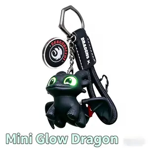 Cute Cartoon Mini Dragon Eye Keychain  White  Glow Eyes Keyring Bag Charm Decor for Kids Boys Girls Teens Cartoon Lovers Collectors Perfect for Keys Backpack Gift Giving