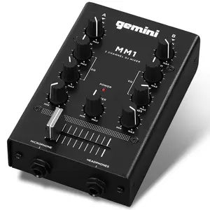 Gemini Sound MM1 2-Channel Pocket-Sized DJ Mixer with RCA Inputs, Mic & Headphone Jacks, 2-Band EQ, and Rugged All-Metal Enclosure – Perfect for Mobile DJ Rigs djequipment