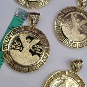 Centenario coin shaped fashion style with stones Pendant only no chain gold-plated PRICE FOR ONE big pendant