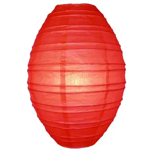 Red Kawaii Unique Oval Egg Shaped Paper Lantern, 10-inch x 14-inch