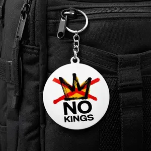 No Kings Round Keychain