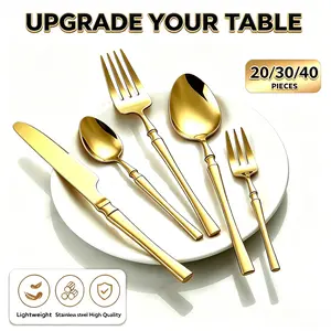 Upgrade Your Table with Our Gold or Silver Flatware Set - 20/30/40 Pieces, Premium Stainless Steel Cutlery