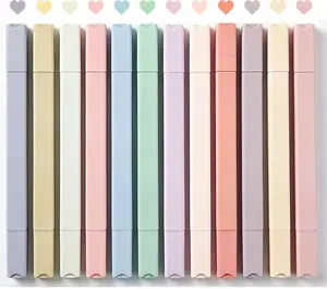 12Pcs Aesthetic Cute Highlighters Bible Pastel Highlighters and Pens no bleed Assorted Colors Double-ended design for Office journaling supplies