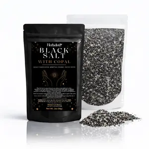 Herbalista Viral Copal (Frankincense) + Black Salt 2oz (56g) | Protection & Cleansing, Ritual & Spell Salt for Witchcraft and Wiccan Practices, Spiritual Purification.