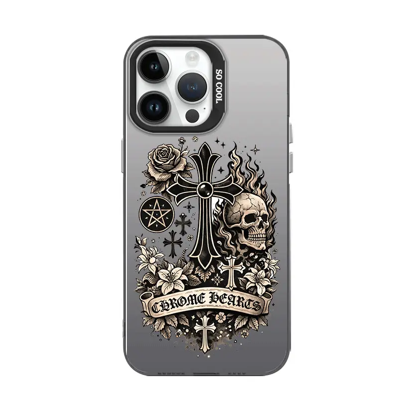 Chrome Hearts Inspired Skull and Crossbones Luxury Silicone Smartphone Cover - Bold Gothic Accessory, Magnetic, Shockproof, Anti-Drop, Smooth Touch, Wireless-Compatible, for iPhone 11,12,13 Pro Max Plus,14,15,16,17 Air Mobile Phone Accessories