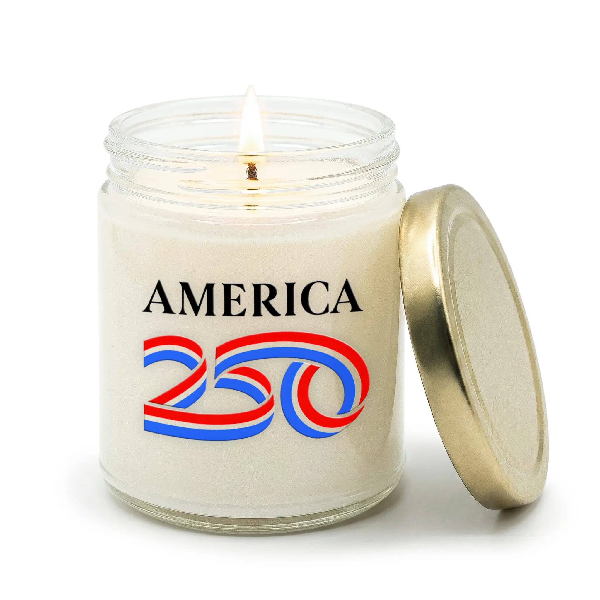America 250 Premium 9 oz Jar Candle – Officially Licensed Commemorative 250th Anniversary – Soy Wax, Vanilla-Sandalwood-Musk Scent