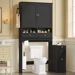 Over The Toilet Storage Cabinet with Free-Standing Cabinet & Towel Holder, Bathroom Storage Cabinet with 4 Section, Customized