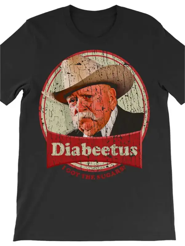 [100% Cotton] New Stylish Retro Style Diabeetus Print For Men Women Couple Fashion T-Shirt T-Shirt For Men And Women