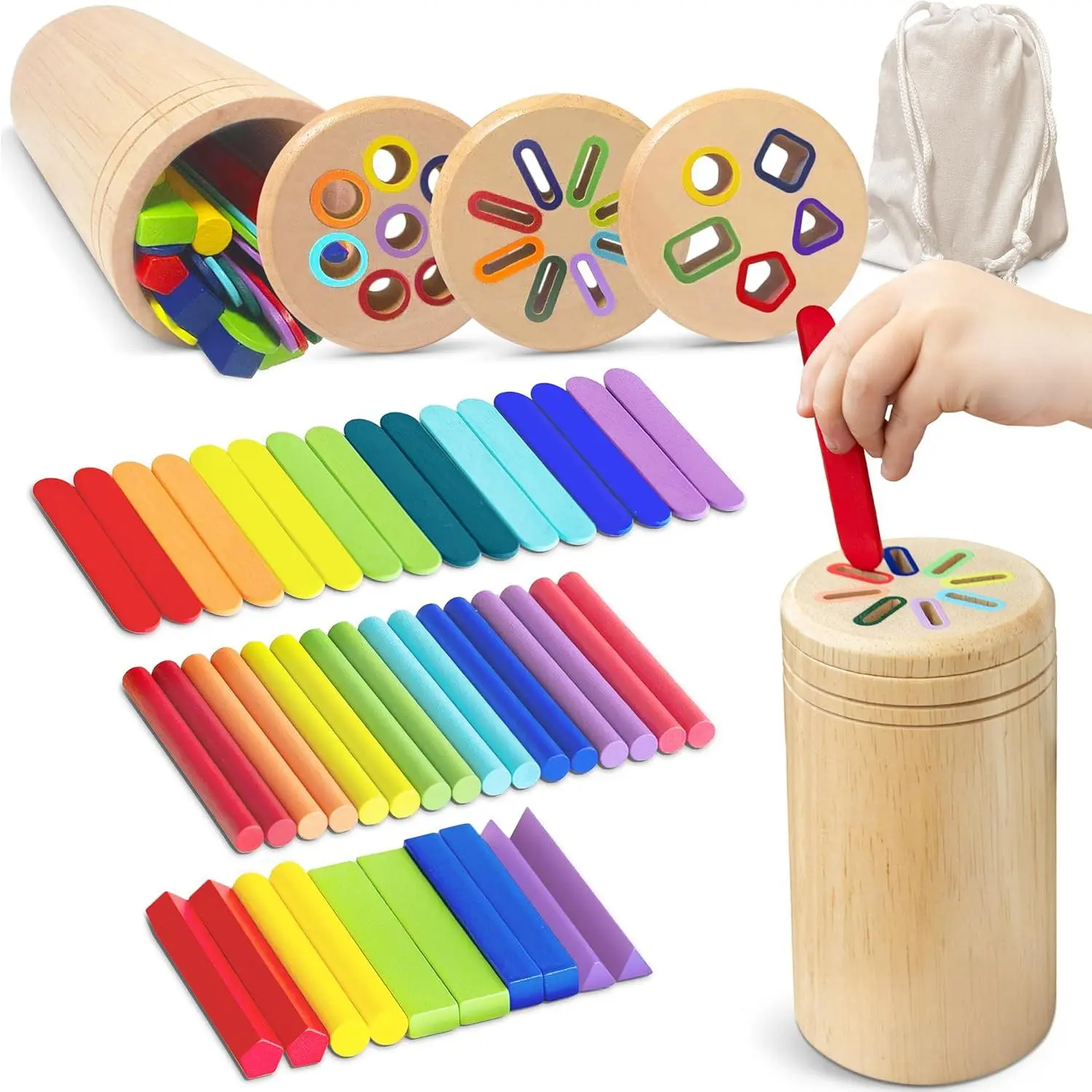 3-in-1 Fine Motor Skills Learning Juguete - Educational Color Sorting Sensory Toy with Fidget Pieces, 3-4 Years Early Explorer Toy for Children Development, Toddlers Gifts (Object Permanence & Cause and Effect Focus), Sensory Toys