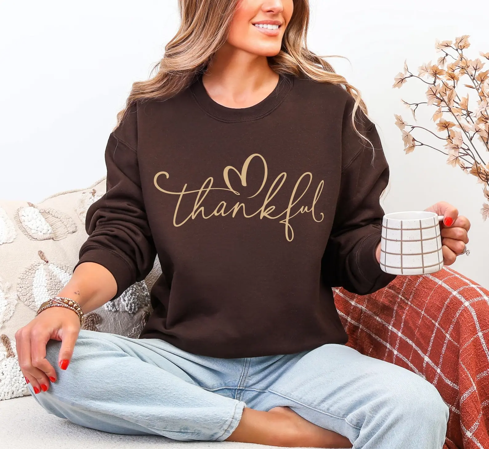 [Sale off up to 50%] Thankful Sweatshirt, Thanksgiving Sweatshirt, Thankful Lover Sweatshirt, Fall Season Sweatshirt, Autumn Sweatshirt, Religious Gift