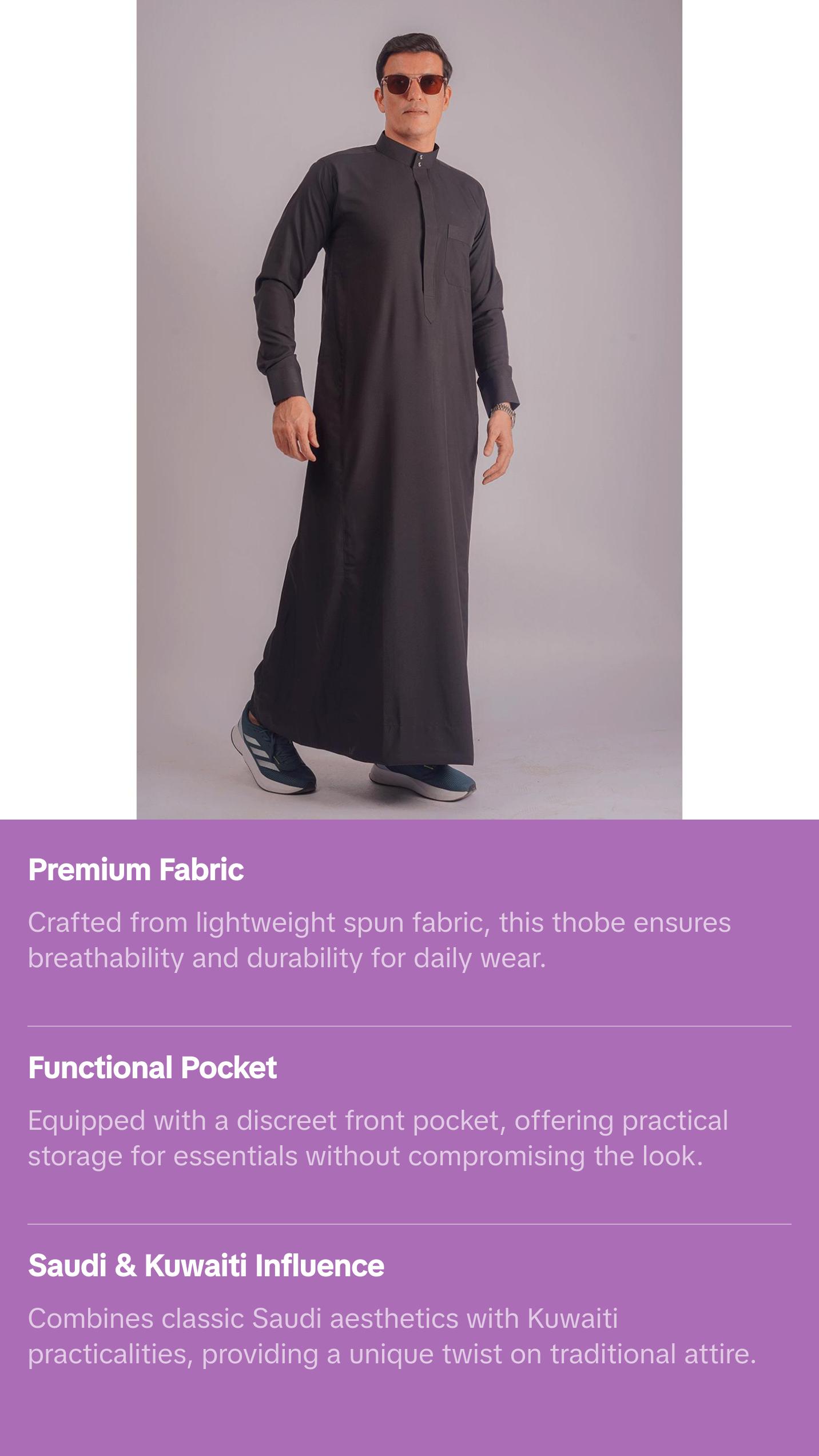 Classic Saudi Thobe - Black