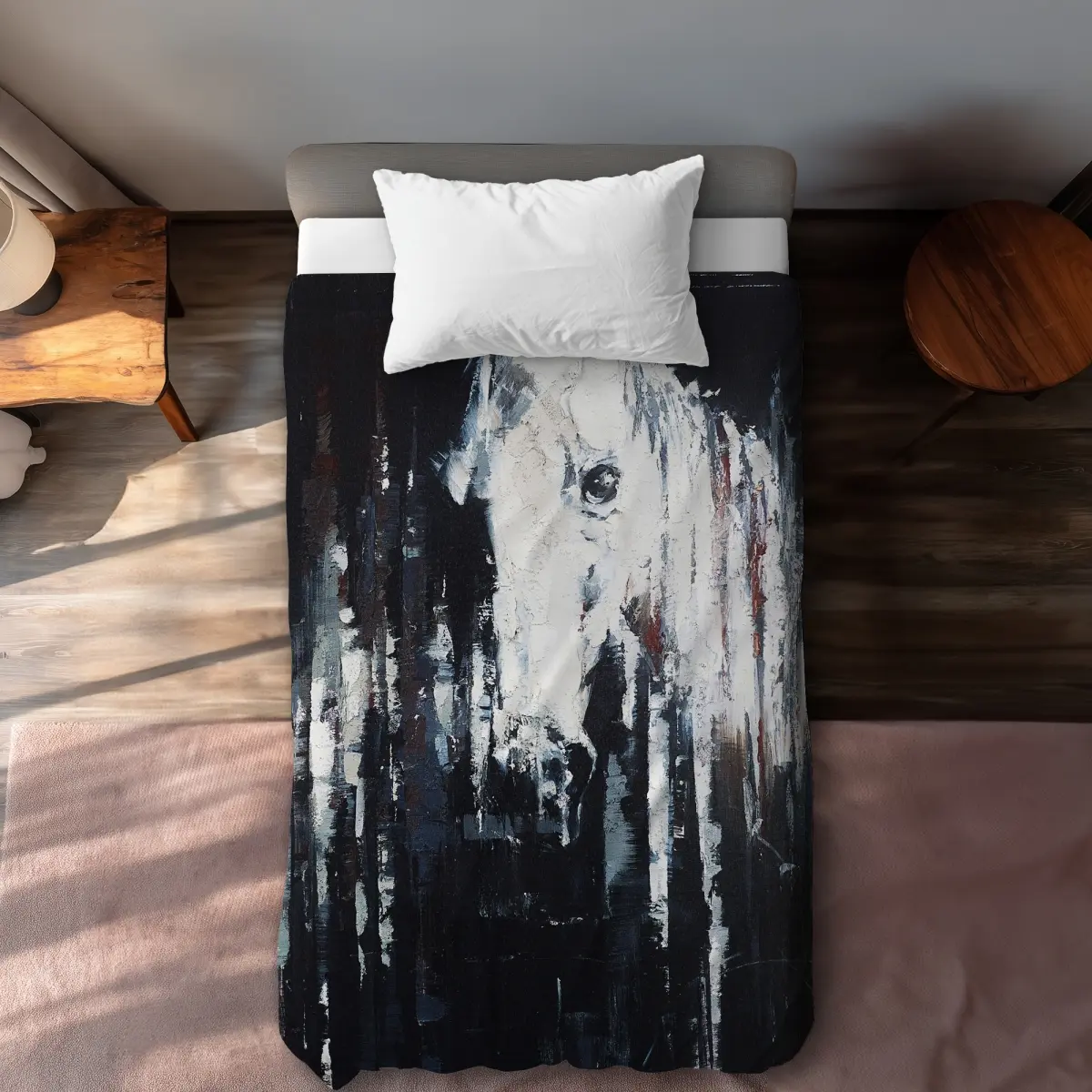 360 Stand Twin Size Art-Inspired Abstract Horse Decorative Duvet Cover Set, Breathable Microfiber Face Fabric, Contemporary Black Bedding, Machine Washable Breathable Duvet Set for Home Decor, Machine Washable Duvet