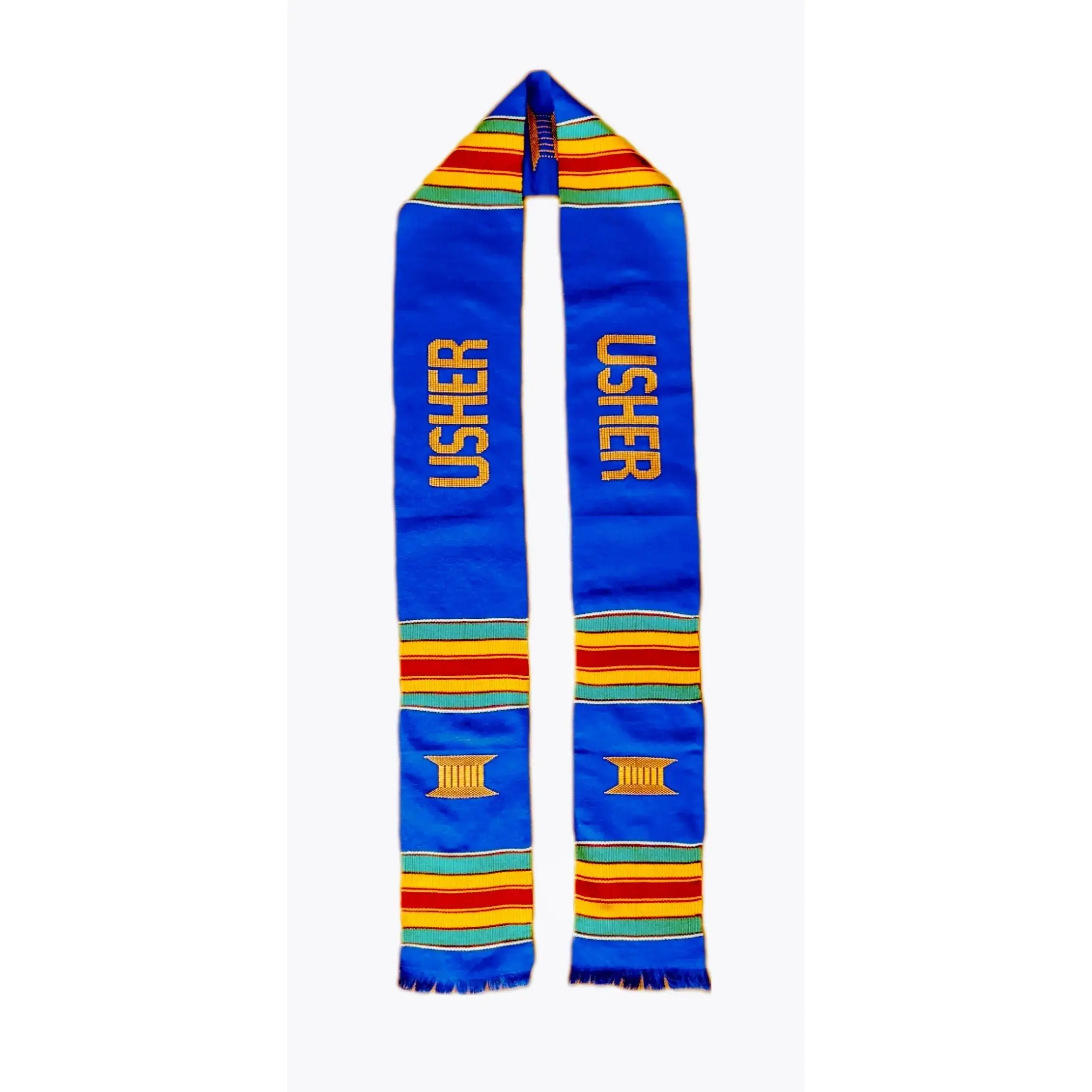 Blue Usher Kente Cloth Stole / Sash - DP1550DF | African Fashion | Dupsie's