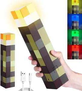 2PACK Wall Torch Lamp 8 Color Change Light-up Table Lamps USB Rechargeable Night Light Hand Held/Wall Mount Bedside Lamp for Home Game Room Decor