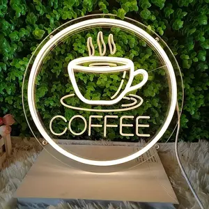 A Neon Coffee Bar Sign with a Transparent Acrylic Back Panel, LED Wall Light Decoration, Modern mood lighting, Indoor decorative light, Led Neon Lights. Suitable for Indoor/Outdoor Parties, Home & Festival Decor. Powered by 5V USB
