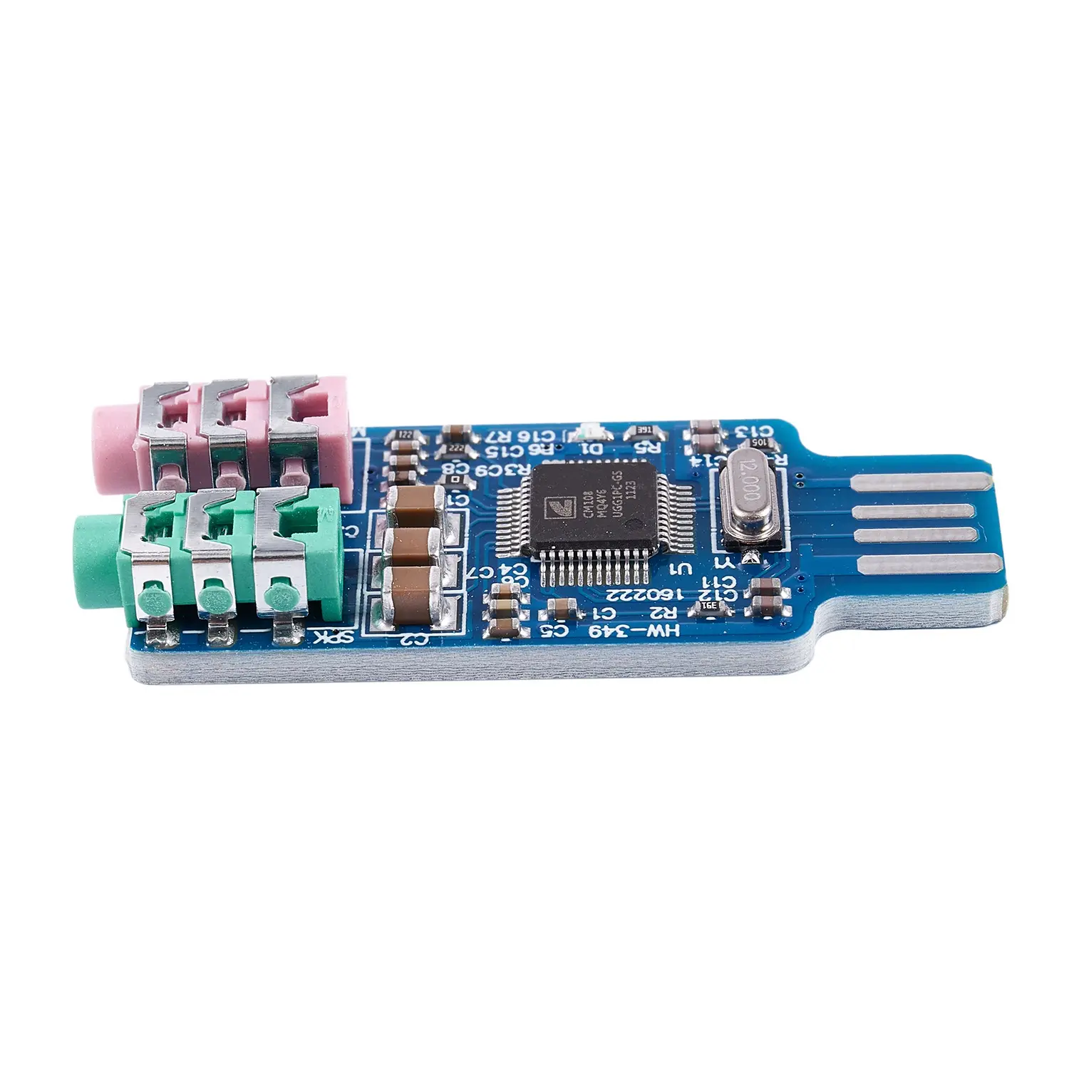 Portable CM108 1x Driver-Free USB Audio Interface, 38x7mm Metal Bare-Board Sound Card Adapter with 3.5mm Input/Output Jack for Windows XP+ PC Laptops (Ice Hockey Winter Sports Use), 3.5Mm Jack
