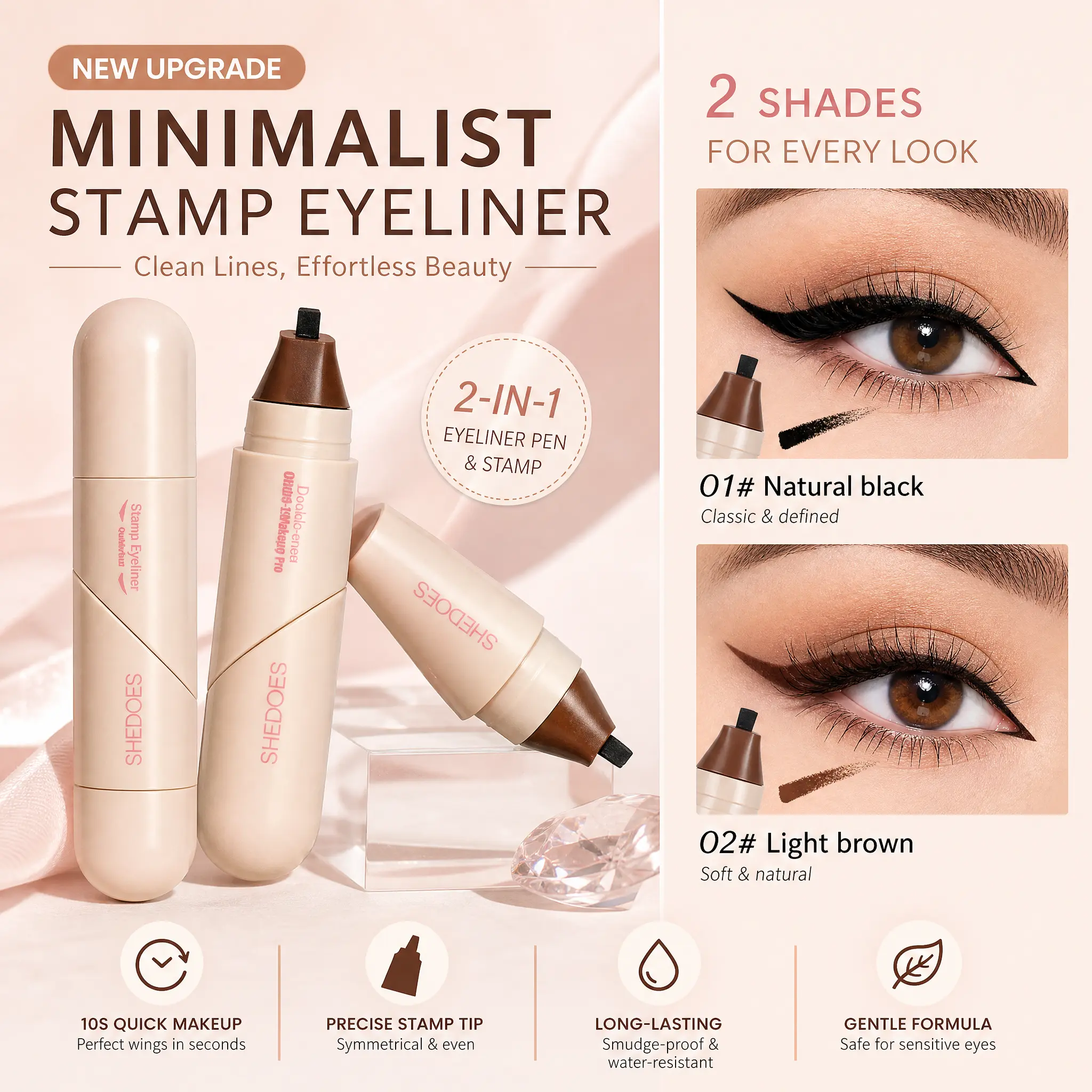 Precision Stamp Liquid Eyeliner Pen - Long Lasting Silicone Base Eyeliner, Fast-Drying, Smudge-Resistant, Easy Wing Creation, Precise Smooth Lines, All Day Wear for Beauty Enthusiasts, Long Lasting Eyeliner