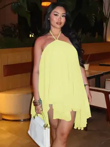Women's 2026 Summer New Fashion Solid Color Loose Sling Chiffon Sexy Casual Mini Party Dress