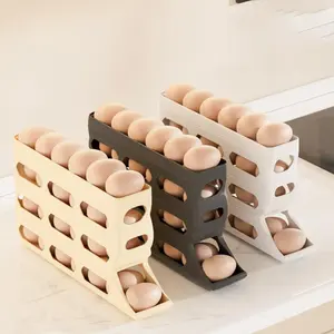 4 Layer Egg Holder, 1 Count Large Capacity Automatic Egg Rolling Rack, Egg Distributor for Refrigerator, Kitchen, Dining Room, Organizer