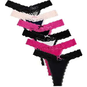 3Pcs/Lot Cotton Thong T-Back Underwear Women Sexy Panties G Strings Big Ass Female Seamless Lace Tanga Hipster Lingerie