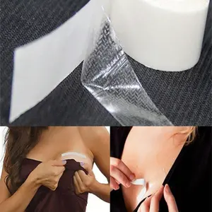 Waterproof Clothing Tape Roll, Double Sided Tape, Transparent Bra Strap Hook & Loop Fastener, 5 Meter Adhesive Invisible Bandage for Undergarments, No Wooden Material